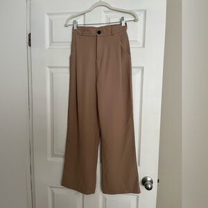 Women's Tan Pants pleated tailored